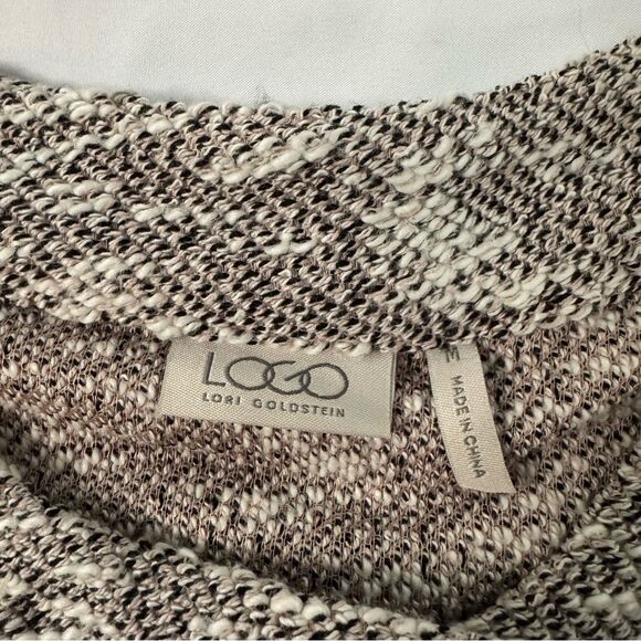 LOGO By Lori Goldstein Boucle Coat Caridgan Fringe Detail Gray Side Snap Size M - Picture 7 of 10